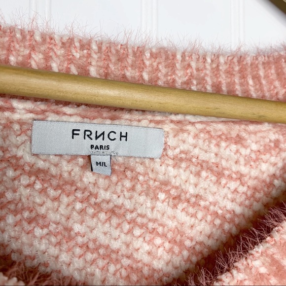 FRNCH Diagonal Stripe Chenille V-Neck Sweater M/L - Picture 3 of 7